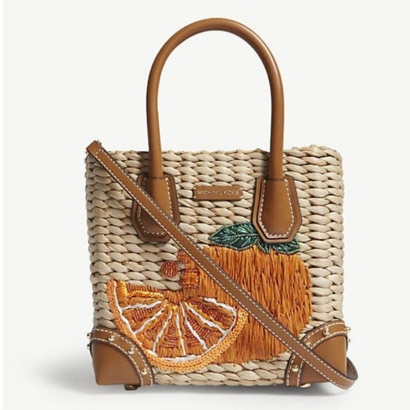 🔹️ Michael Kors🔹️Malibu Medium Straw Crossbody Bag - Picture 1 of 12